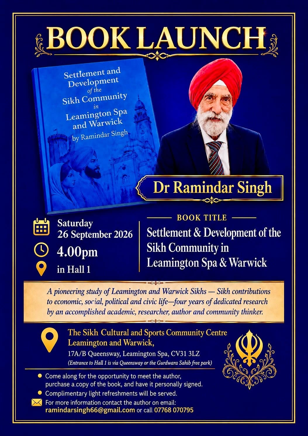 Free Local Heritage Book Launch: Sikh Community in Leamington Spa and Warwick