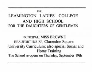 Miss E A Browne, 1852 – 1939